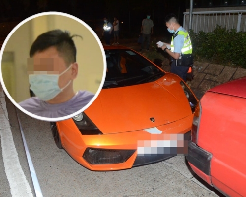 油麻地一輛跑車撞的士。