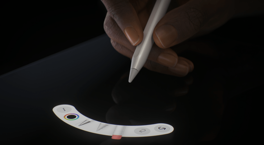 轻捏Apple Pencil Pro笔杆可以打开新的面板。