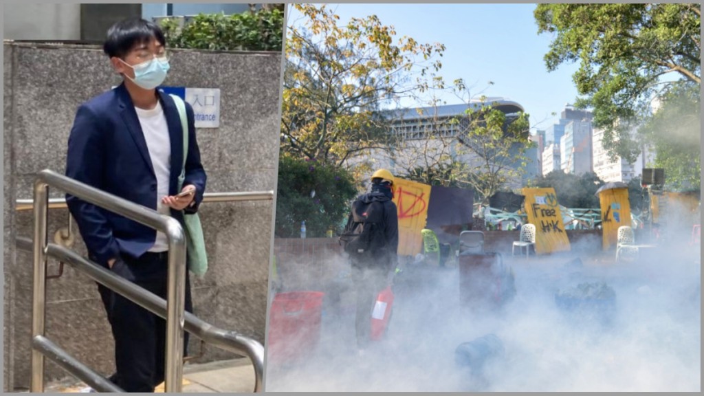 其中一名被告郭添明(左),右為理工大學當年的衝突。資料圖片