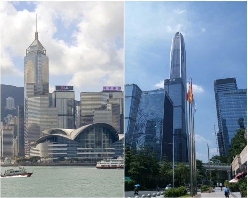 2017年綜合經濟競爭力指數，深圳（右）排首位，香港屈居亞席。