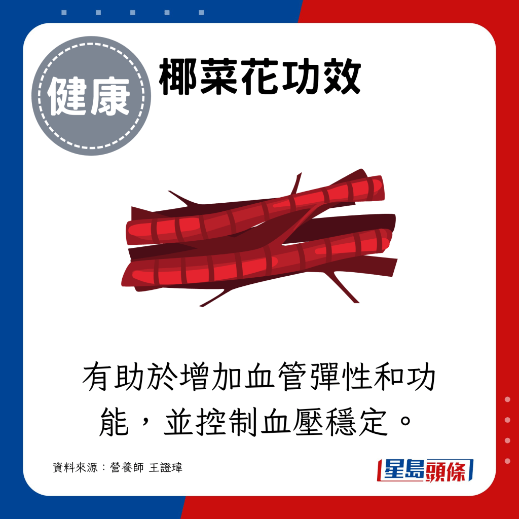 有助於增加血管彈性和功能,並控制血壓穩定。