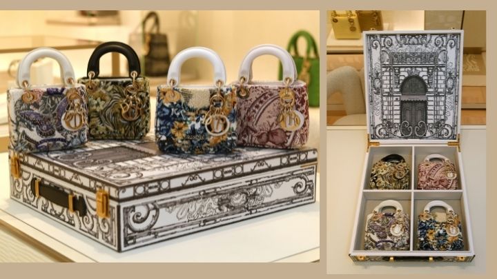 旗艦店獨家發售的Lady Dior手袋禮盒/$320,000，包羅四個全刺繡迷你版Lady Dior手袋。