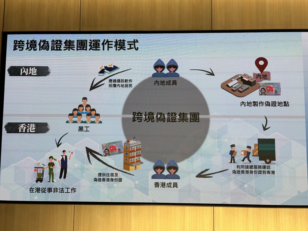 入境處展示犯罪集團結構。