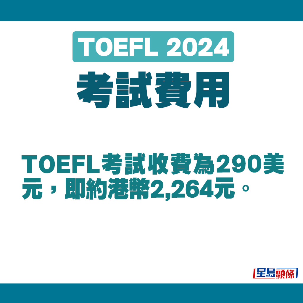 TOEFL 2024｜考試費用
