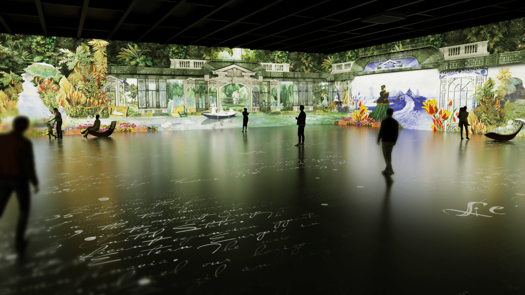 场内播放原创音乐,带领大家与画作互动,展开一场刺激的虚拟实境之旅。(资料图片) 场内播放原创音乐,带领大家与画作互动,展开一场刺激的虚拟实境之旅。(资料图片)