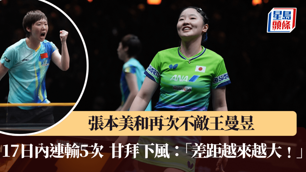 張本美和再次不敵王曼昱，17日內連輸5次。新華社