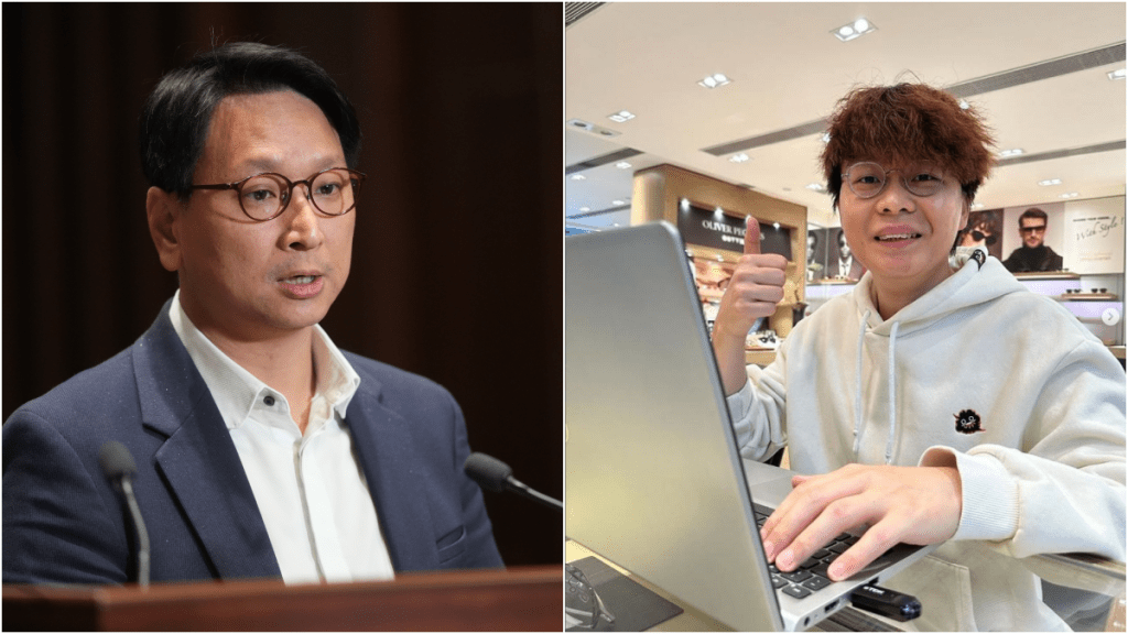 YouTuber成員床哥(右)在某中學擔任實習社工僅2日後,自稱因其身份而遭學校老師聯署辭退。鄧家彪則稱YouTuber身份絕對沒有問題,「問題係你講啲咩」。