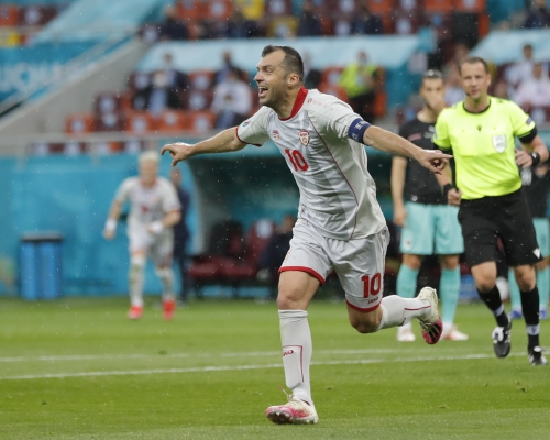 彭迪夫幫助北馬其頓在歐國盃決賽周射入歷史性的第一球。AP