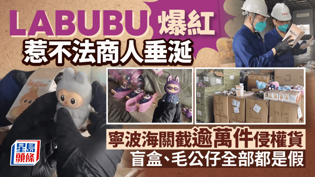 寧波海關截獲逾4400個大熱LABUBU系列在內的侵權毛公仔。