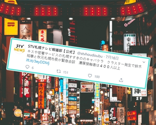 日本紅燈區爆感染群組，確診者疑吻乳頭受感染。unsplash圖片（小圖為網上圖片）