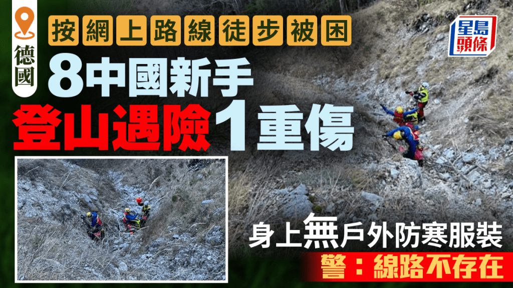 中國遊客︱8菜鳥德國登山遇險1重傷  按網上「虛擬」路線徒步出事