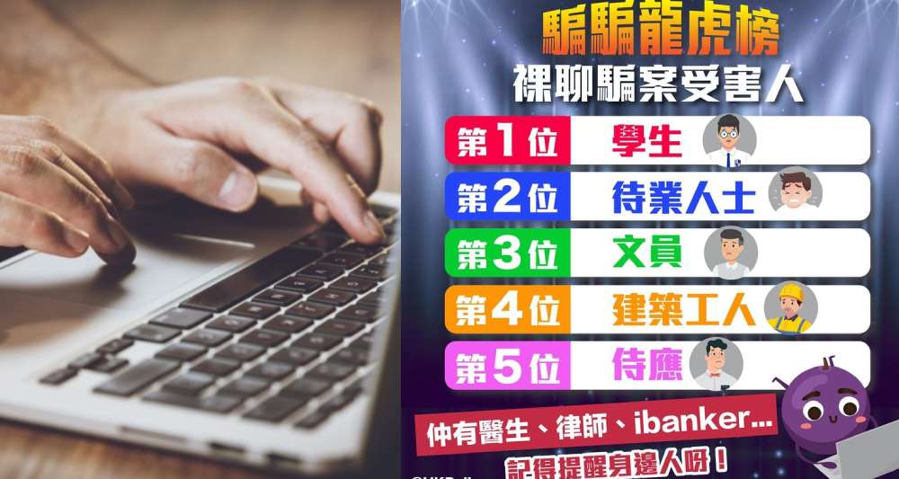 警方指去年涉及祼聊的案件中,受害人多為學生。(網上圖片)