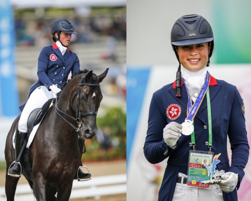 香港赛马会马术队骑手萧颖莹，在全运会盛装舞步个人赛中勇夺银牌