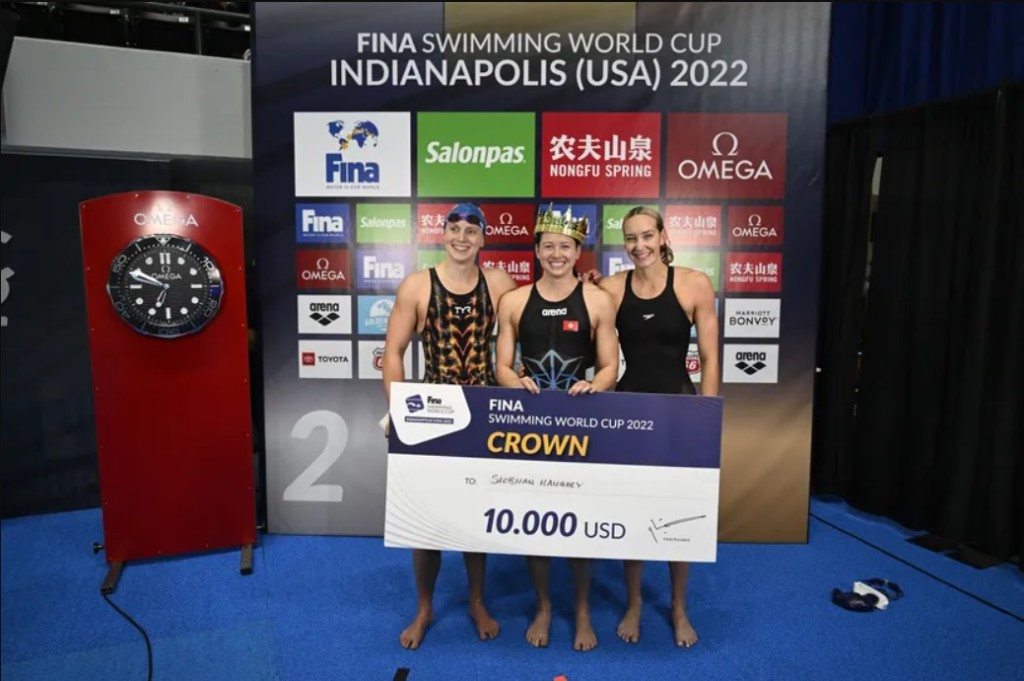 何诗蓓短池世界杯美国站200米自由泳再夺金。FINA图片