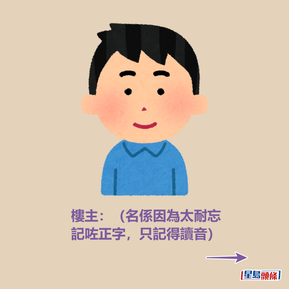樓主：（名係因為太耐忘記咗正字，只記得讀音）。