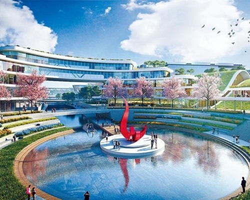 科大(廣州)佔地面積達一點一三平方公里,研究及教學大樓位於校園正中心,彰顯校方對學術與科研的重視。