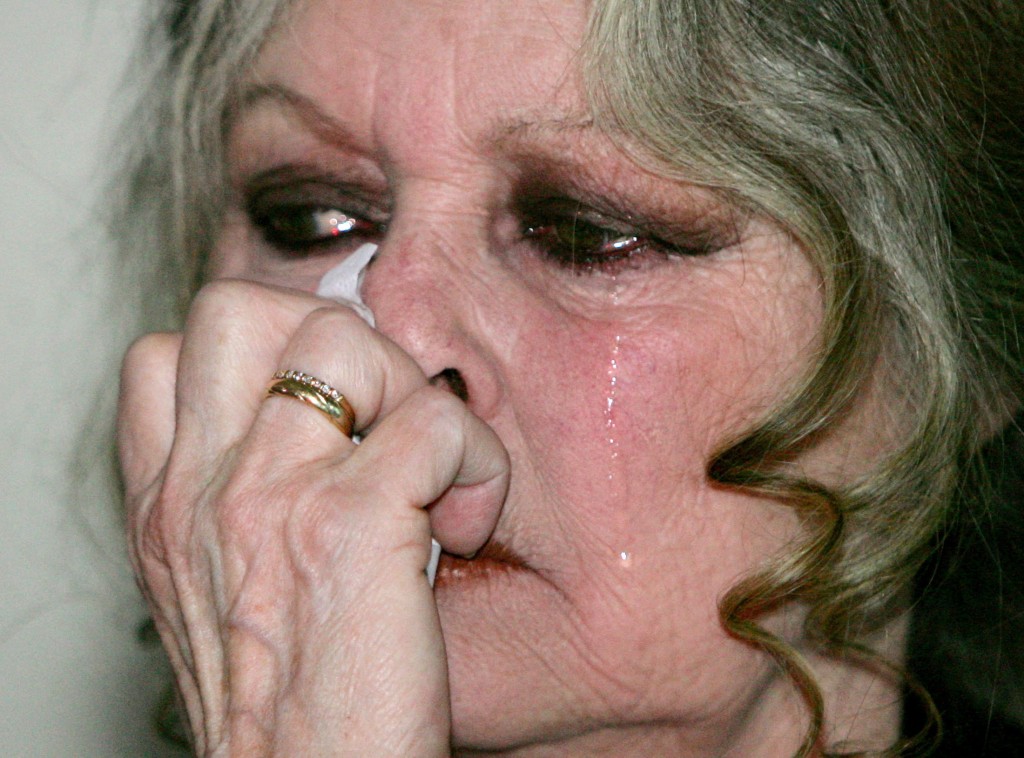 2006年碧姬芭鐸到加拿大出席抗議東岸海豹捕獵活動，因看到海豹捕獵的影片傷心落淚。 路透社