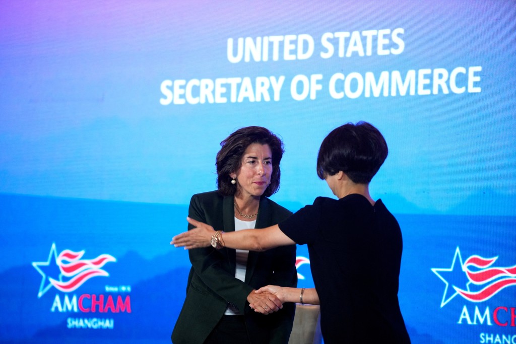雷蒙多 30 日出席上海美国商会女性高管会议。路透社