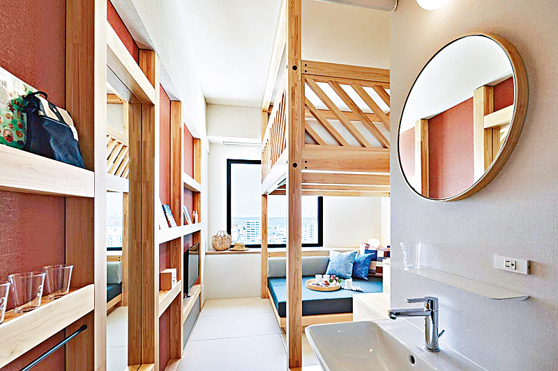 ●有複式睡眠區設計的「櫓」客房。