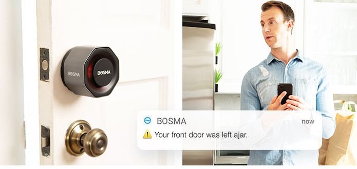 Aegis智能门锁内置传感器，若门未完全关上，会发信息提醒。