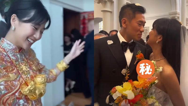 鄭丹瑞大女鄭瑤結婚超貴氣  巨型龍鳳鈪掛滿身性感婚紗驚險離罩  旦哥攜女兒入教堂場面感人