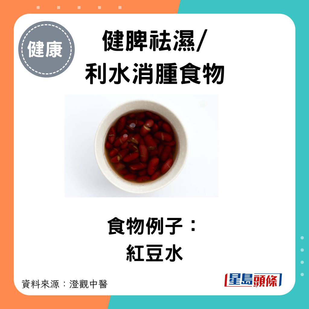 健脾祛濕/ 利水消腫食物：食物例子： 紅豆水