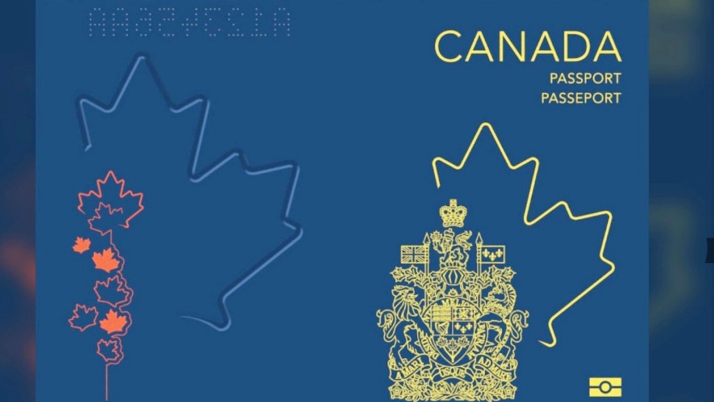 新版護照封面印上大大的楓葉圖案。加拿大移民部