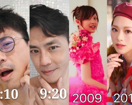 森美上載了10分鐘前後的對比照,馮盈盈則認為10年間印證「女大十八變」。