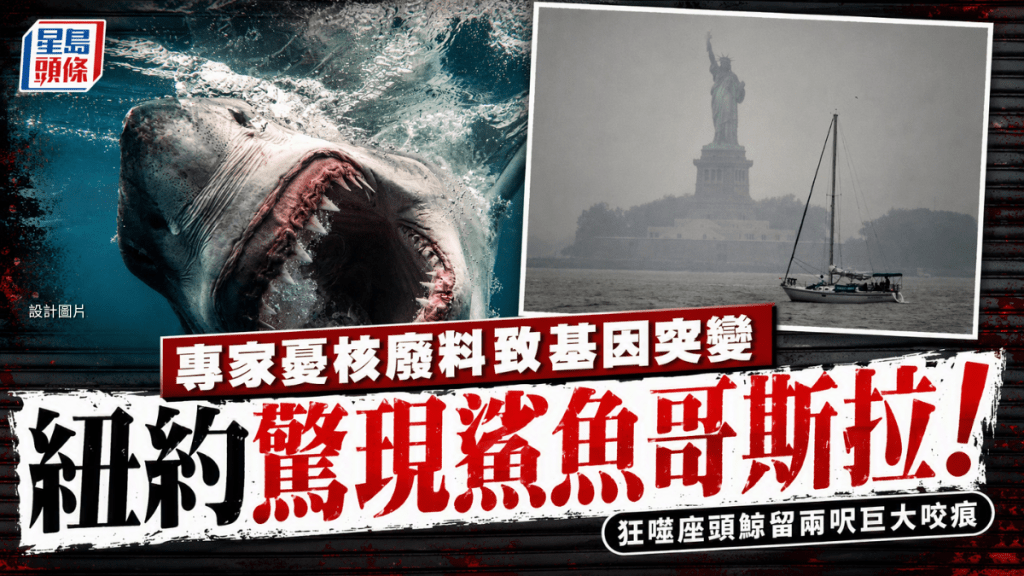 紐約外海驚現12呎長「鯊魚哥斯拉」