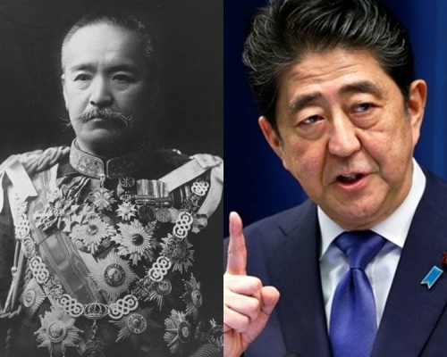 日本首相安倍晉三(右)累積任日數今天與前首相桂太郎看齊,明天將成為在任最長首相。資料圖片