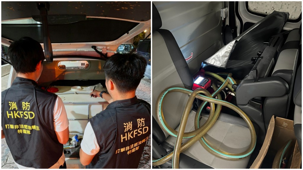 行動中，消防處人員發現一批入油工具，並截查一名男子，懷疑與案件有關。