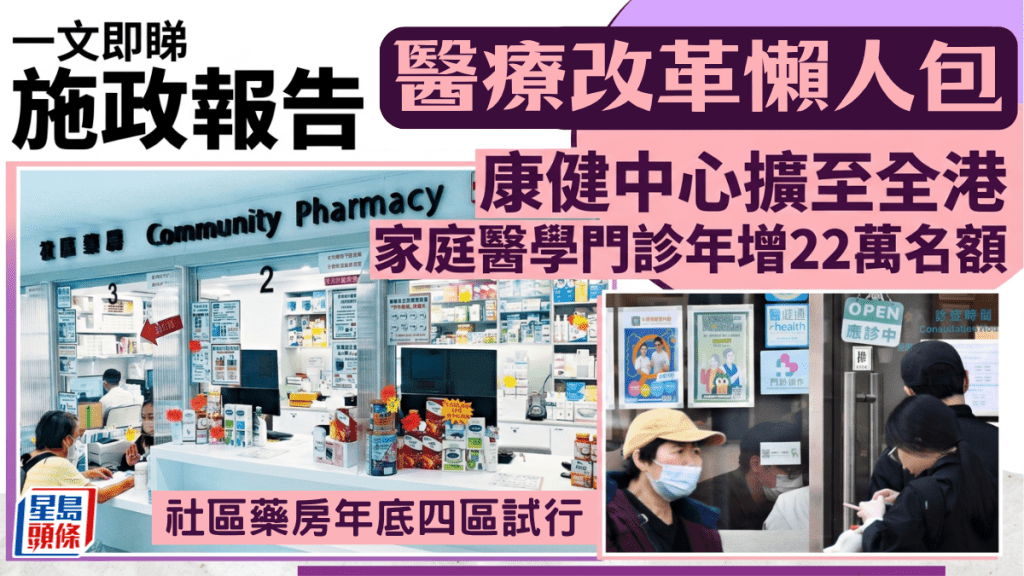 施政報告醫療改革懶人包：康健中心擴至全港 社區藥房年底四區試行 家庭醫學門診年增22萬名額