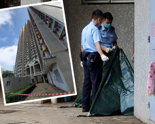 警方以帳篷遮蓋死者遺體。
