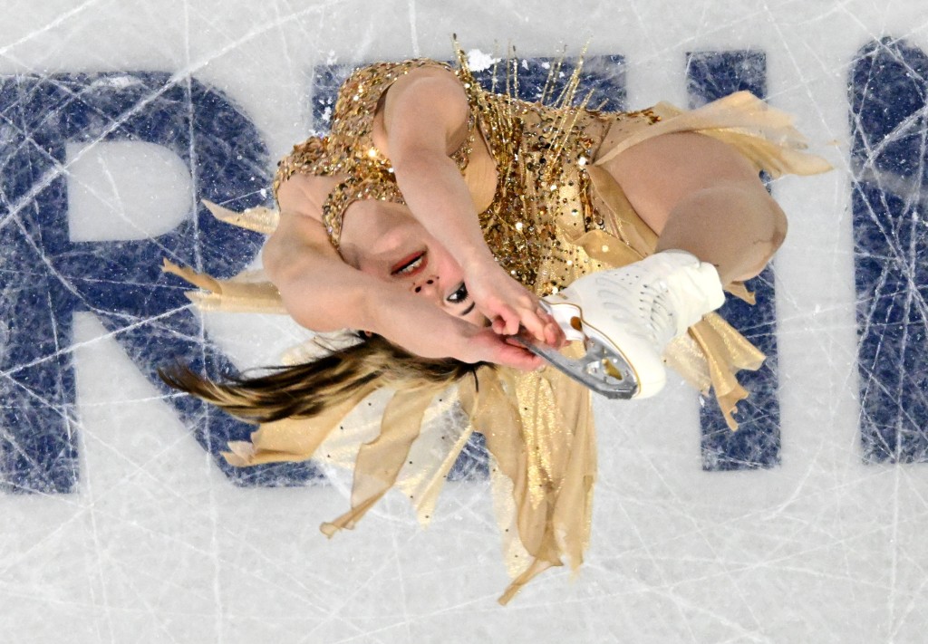 劉美賢在女花自由滑比賽中十分投入。路透社