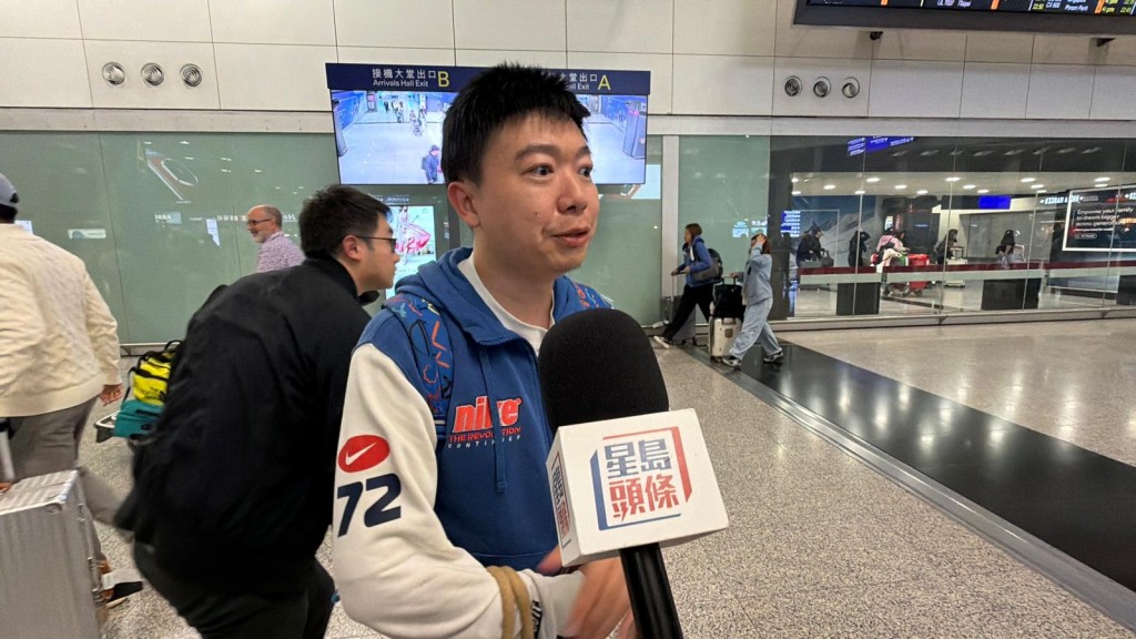 郭先生抵港後接受本報訪問,形容心情如同「大石頭落地」。曾志恒攝 郭先生抵港後接受本報訪問,形容心情如同「大石頭落地」。曾志恒攝