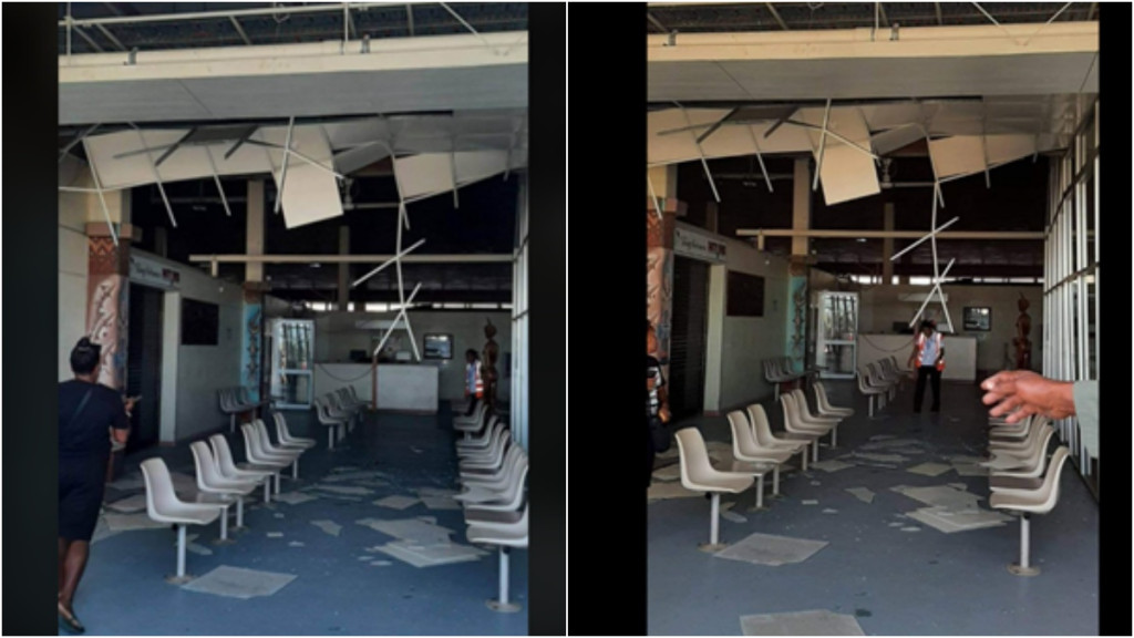 所羅門群島發生地震，有網民指拍攝到Honiara Airport天花損毀。twitter 圖