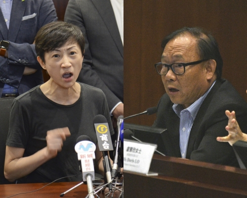 陳淑莊(左)斥梁志祥(右)不知禁蒙面法已生效「簡直係奇蹟！」。 資料圖片