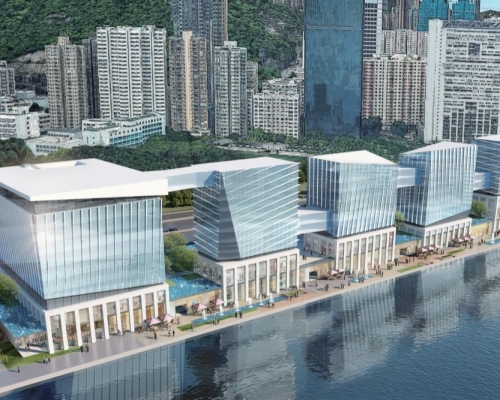 政府早前與發展商就海濱土地達成換地協議,業權人提出新發展方案。模擬圖片