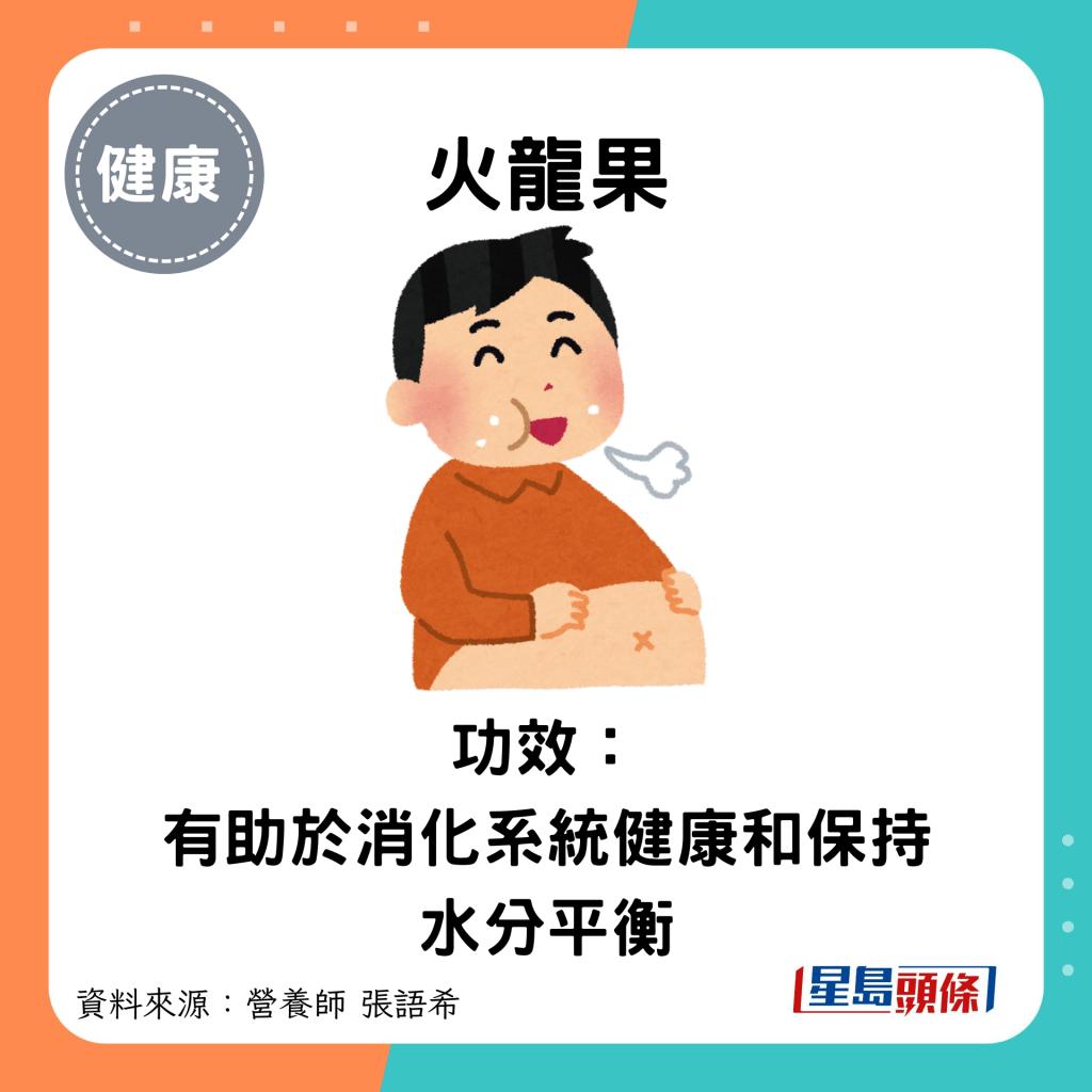 火龍果：功效： 有助於消化系統健康和保持水分平衡