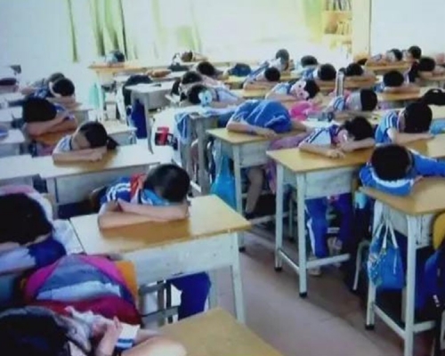 学生趴台睡觉要收费。网图/示意图