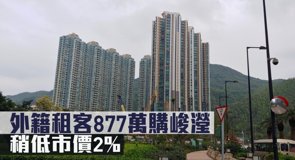 外籍租客877萬購峻瀅,稍低市價2%。