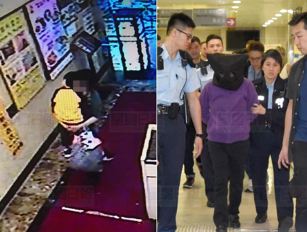 女被告(右)被警方拘捕。