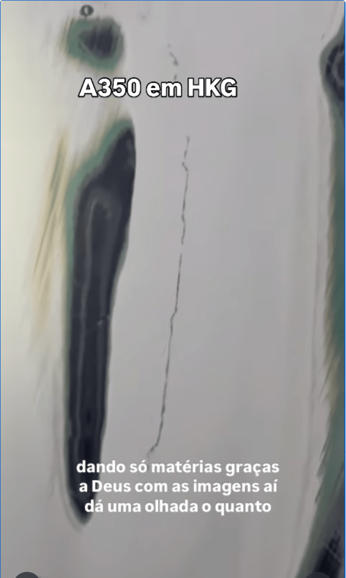 涉事客機復飛期間機尾觸地涉事客機機尾蒙皮受損。網上片段截圖 IG@rafaelsantos.tiozao