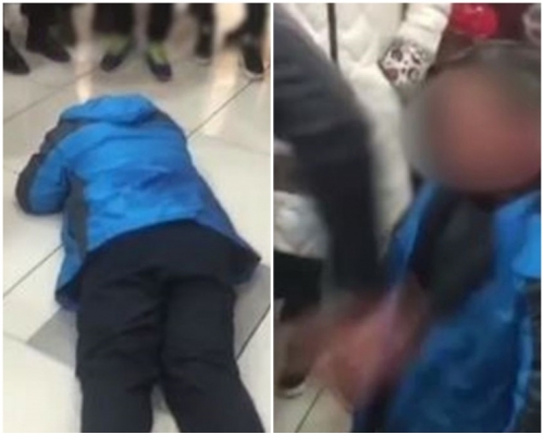 黑衣男不斷掌摑陳男,令他倒地。網圖