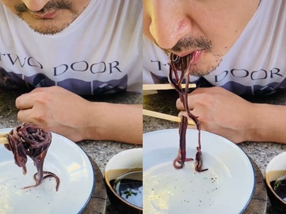 有人拌以醬油生吃蚯蚓。網圖