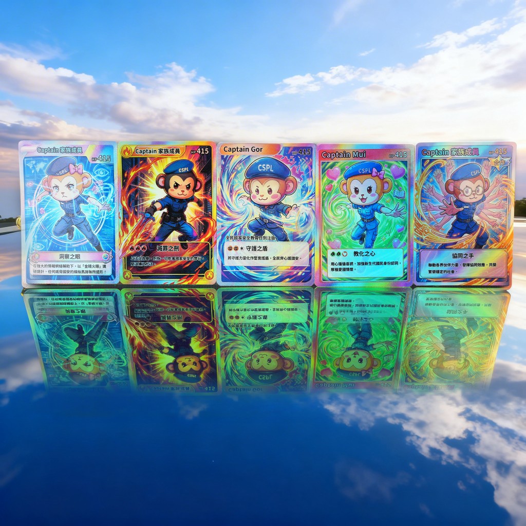 每款閃卡展示該署在維護國家安全方面所採取的方針，以生動有趣的方式推廣國安信息。