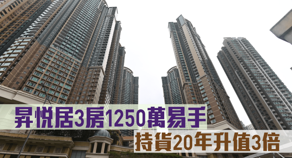 昇悅居3房1250萬易手，持貨20年升值3.1倍。