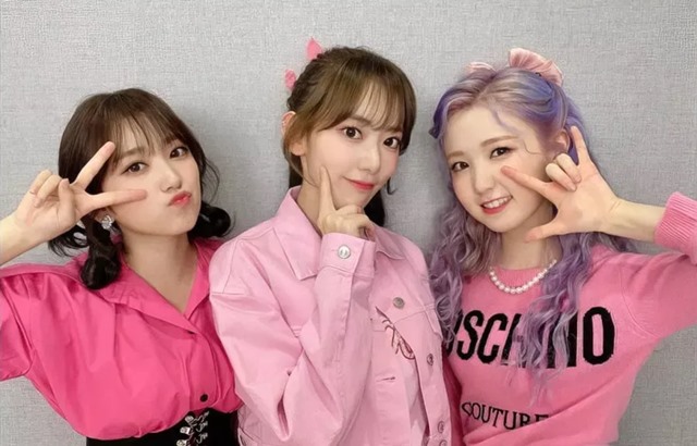 IZ*ONE 3位日籍成員(左起)矢吹奈子、宮脇咲良及本田仁美。