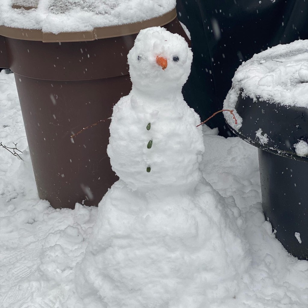 這小雪人會是3母子合力完成的作品。
