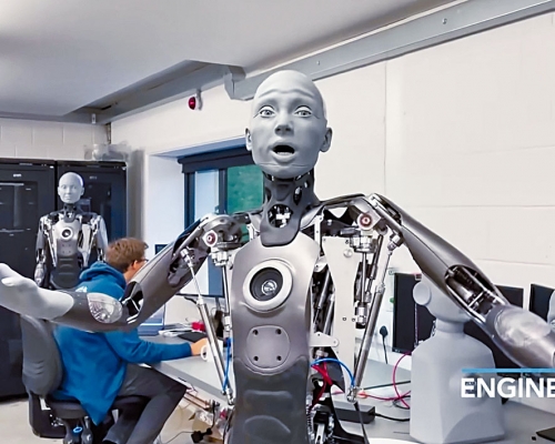 ■人形機械人阿美卡能做出各種表情。